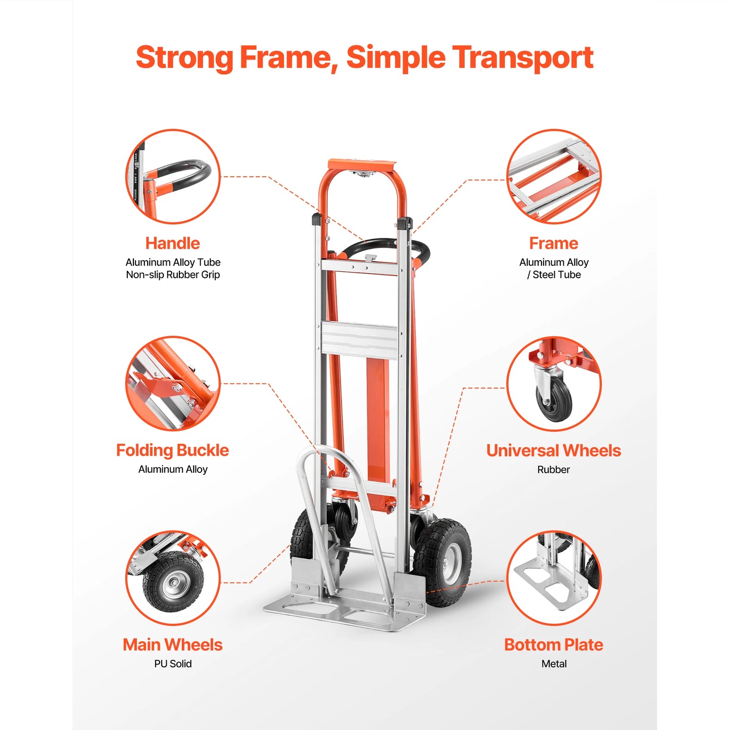 4-in-1 Aluminum Hand Truck Dolly 1000 lbs