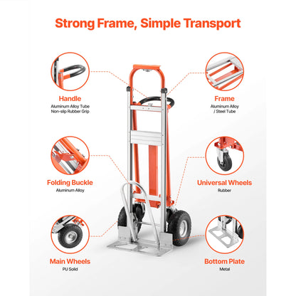 4-in-1 Aluminum Hand Truck Dolly 1000 lbs
