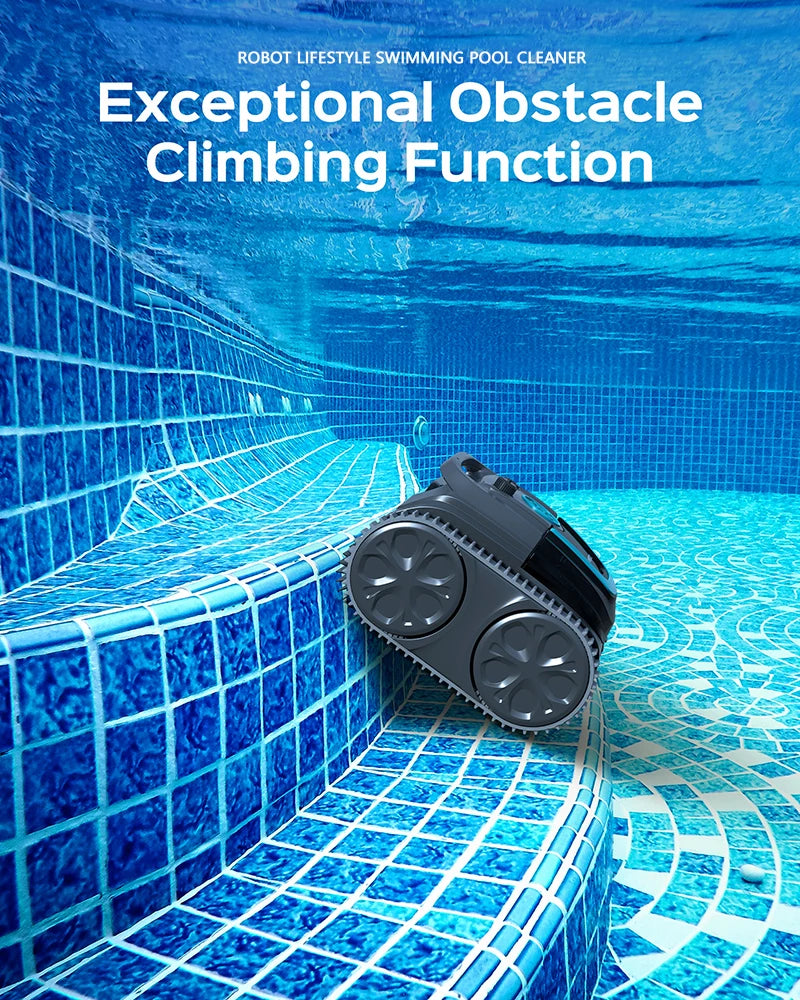 Robot Swimming Pool Cleaner Cordless APP Control Rechargeable Lithium Battery 6400mAh Route Planning for Tiles,PVC,Mosaic,Cement