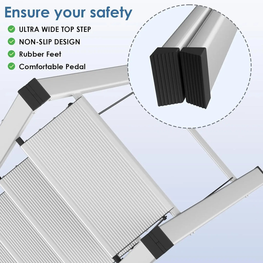 2-3-4 Step Ladder Aluminum Lightweight Folding Step Stool Wide Anti-Slip Pedal 150kg load Household Office Portable Stepladder