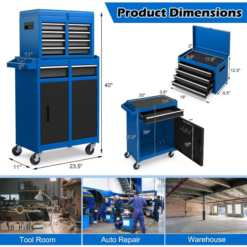5-Drawer Rolling Tool Chest with Detachable Top