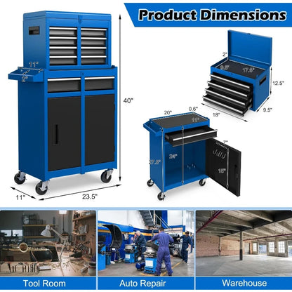 5-Drawer Rolling Tool Chest with Detachable Top