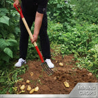 4-Tine Steel Garden Fork, 45-Inch Wood Handle, Heavy Duty Digging Tool for Soil Compost Mulching