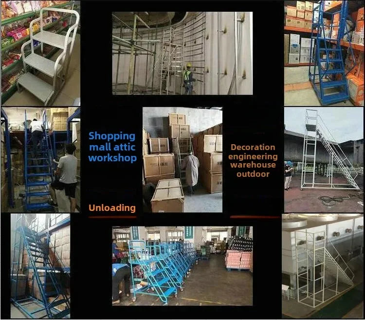 Stable Mobile Platform Step Ladder Supermarket Warehouse Pickup Wheel Ladder Step Climbing Car Home Furniture Climbing Ladder