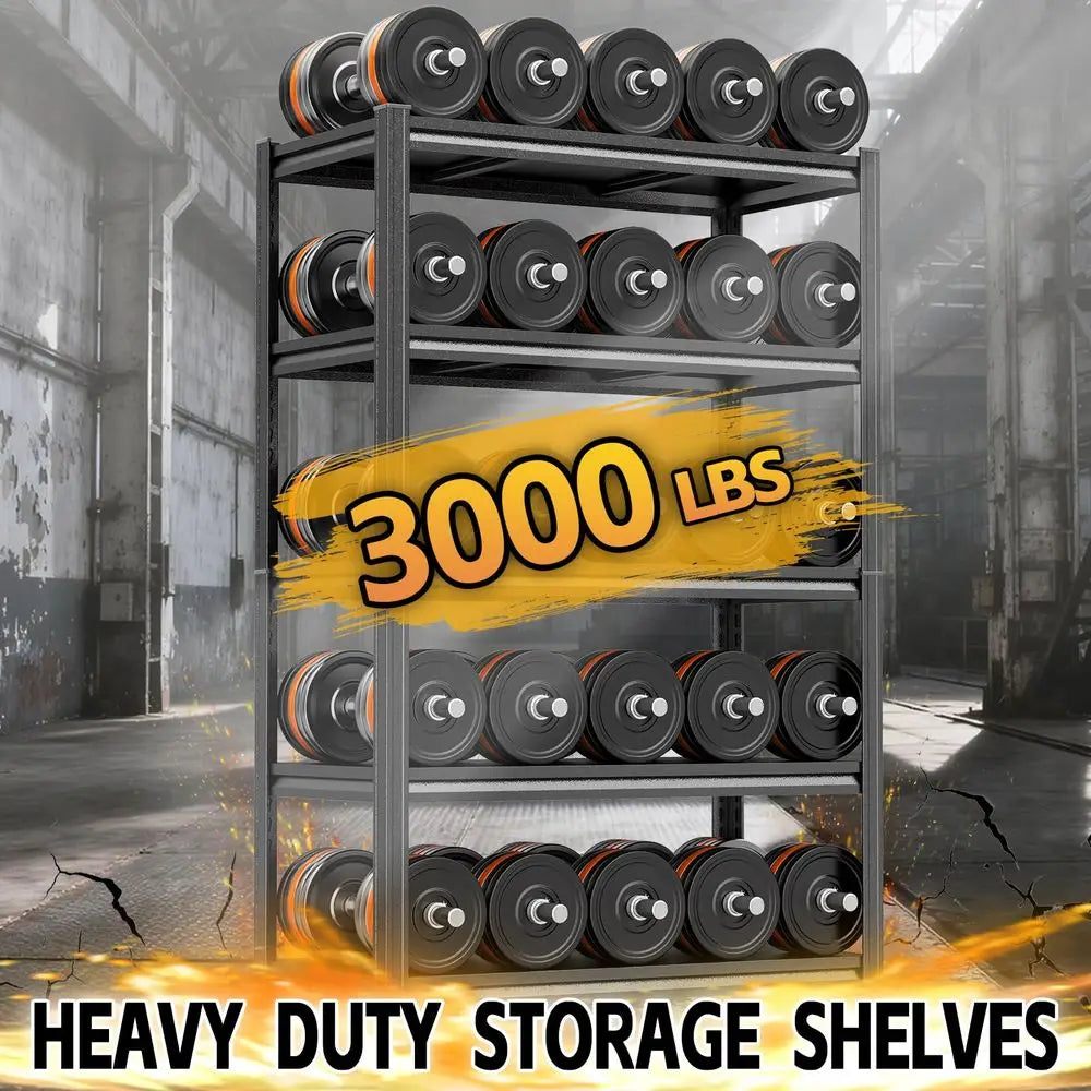 5-Tier Garage Shelving 3000 lbs, 71" H Metal Rack