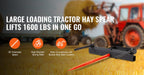 39" Hay Spear Bale Spears 1600lbs Loading Capacity Skid Steer Loader Tractor Bucket Attachment with 17.5" Stabilizer