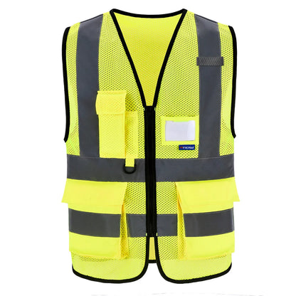 Hi-Vis Reflective Vest with Zip Pocket - Custom Logo
