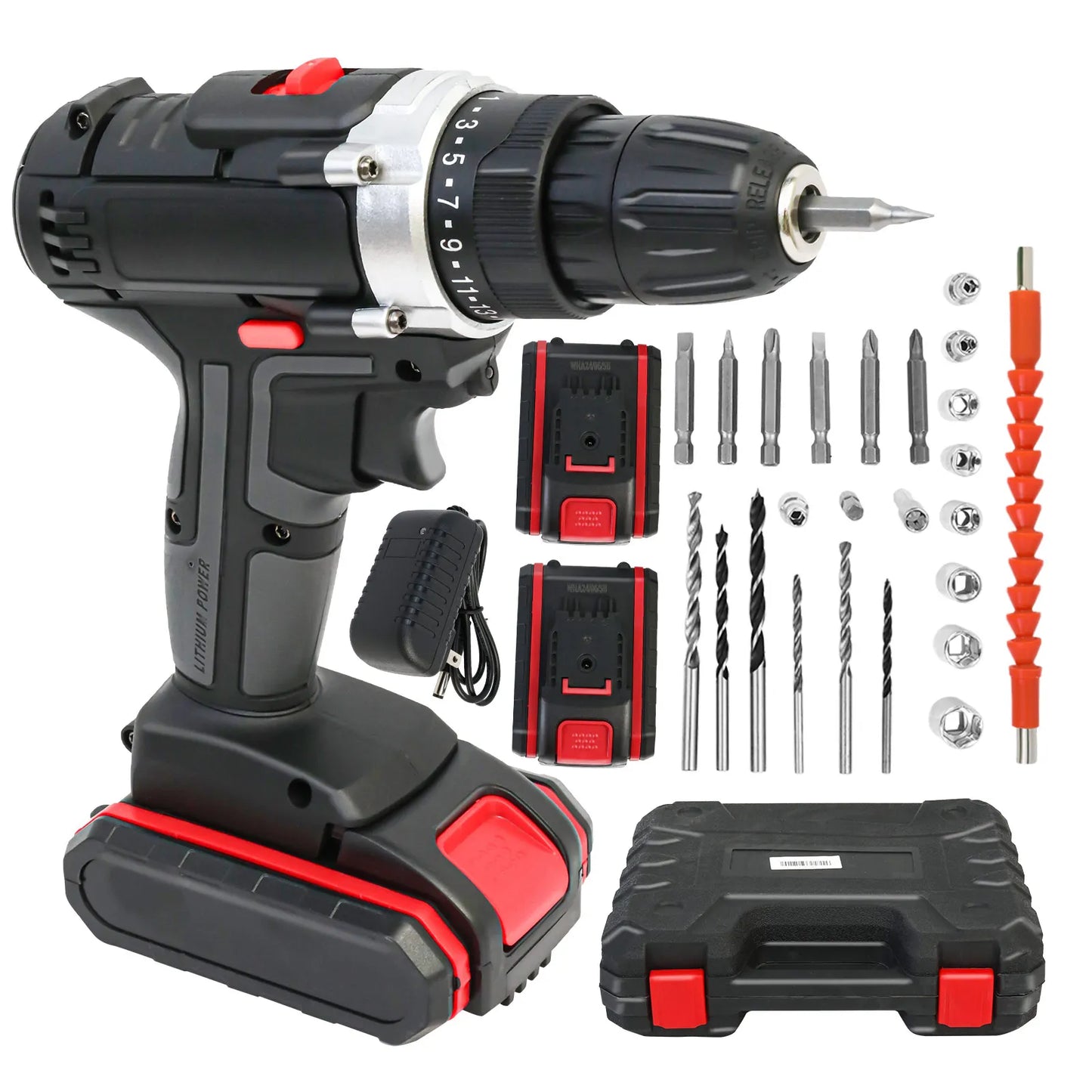 21V Cordless Drill Impact Driver with 2 Batteries