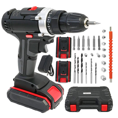 21V Cordless Drill Impact Driver with 2 Batteries