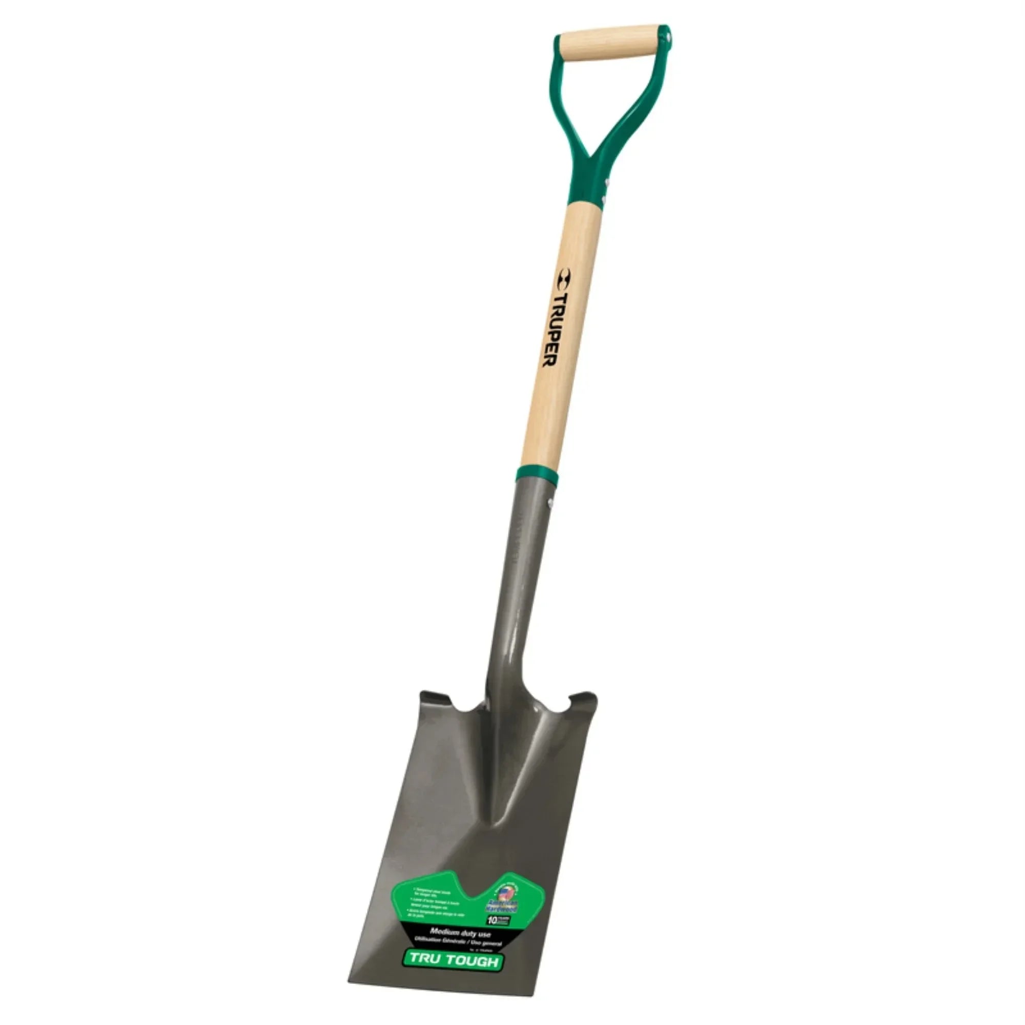 Handle Garden Spade, Square Point, 30" Hardwood and Steel Handle, 16 Gauge Blade,7" wide x 41" long