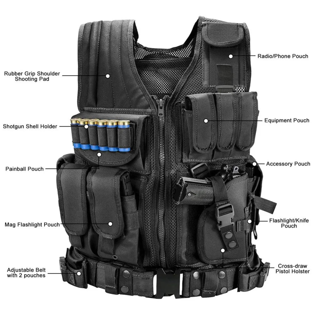 Tactical Security Vest - Adjustable Molle Combat