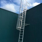 Outdoor Vertical Cage Ladders Steel Fiberglass FRP Material Angled Steel Cat Cage Step Ladder for Fire Escape Access