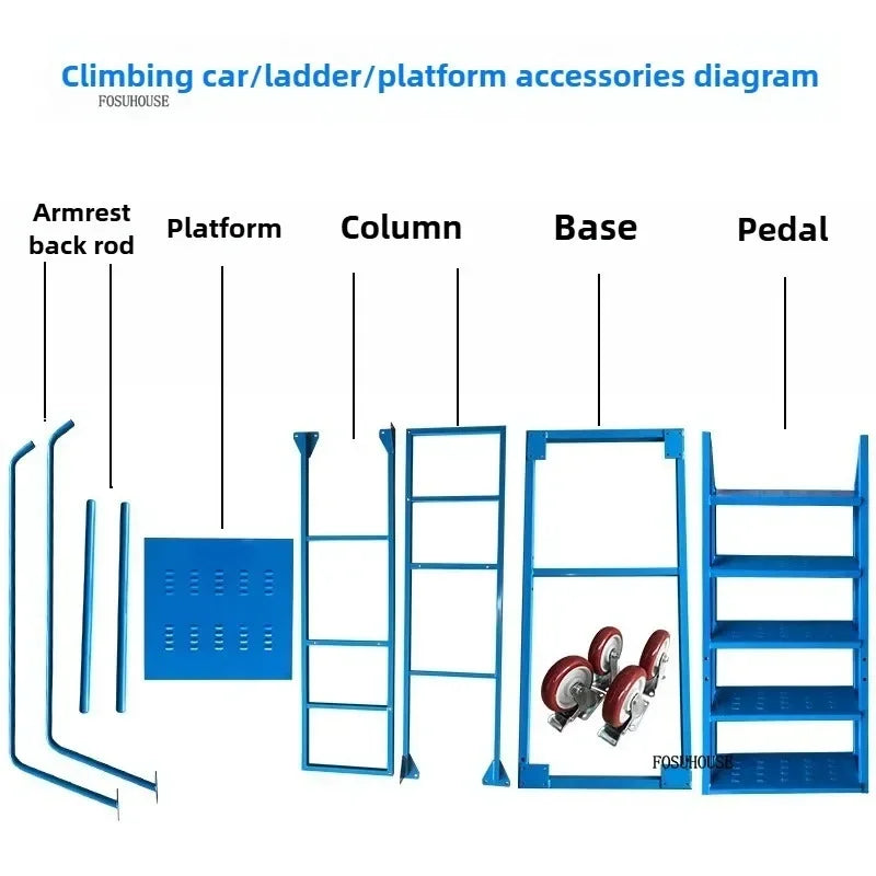 Stable Mobile Platform Step Ladder Supermarket Warehouse Pickup Wheel Ladder Step Climbing Car Home Furniture Climbing Ladder