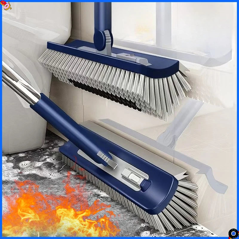 Multi-Purpose Bathroom Brush: Floor Brush, Grout Brush, Floor Scrubber with Removable Brush Heads and Long Handle