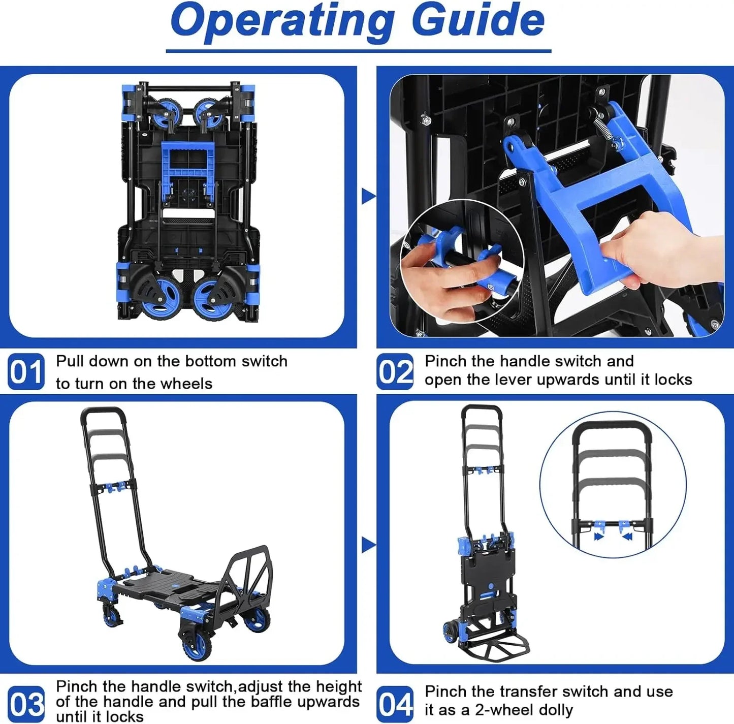 2-in-1 Folding Hand Truck with Basket, 330 lbs