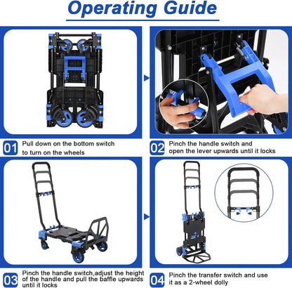 2-in-1 Folding Hand Truck with Basket, 330 lbs