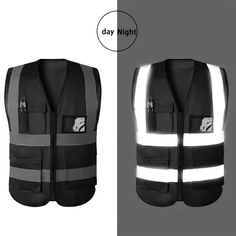 Traffic Riding Reflective Vest - Multi-Pocket Zip