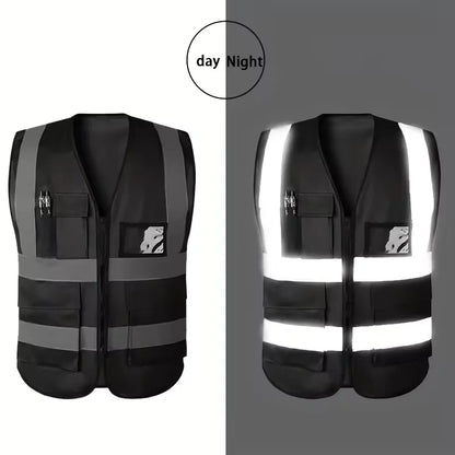 Traffic Riding Reflective Vest - Multi-Pocket Zip
