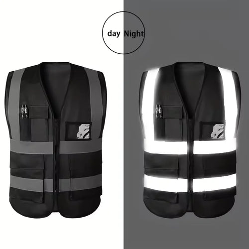 Traffic Riding Reflective Vest - Multi-Pocket Zip