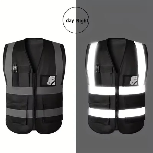 Traffic Riding Reflective Vest - Multi-Pocket Zip