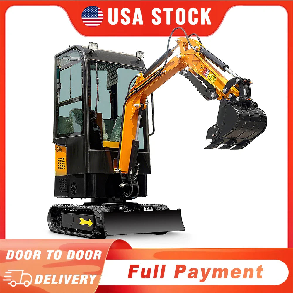 Mini Excavator 1 Ton Crawler Excavator 13.5HP B&S Engine Enclosed Cab Samll Digger Door to Door Shipping