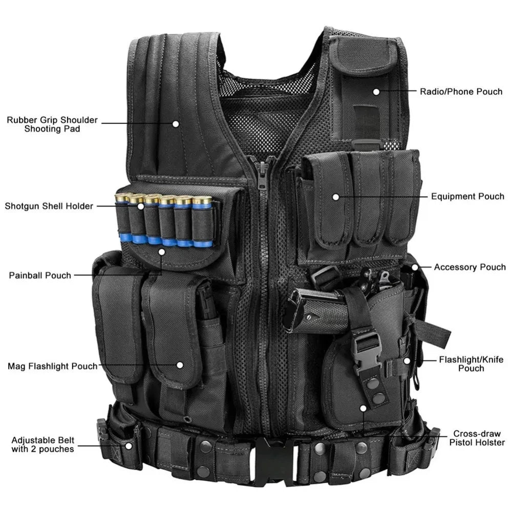 Multi-Pocket SWAT Tactical Vest - Jungle Combat