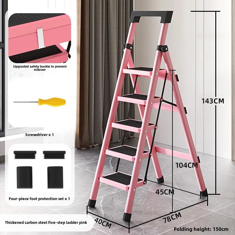 Home ladder stool folding zigzag ladder anti slip pedal ladder indoor and outdoor multifunctional portable ladder
