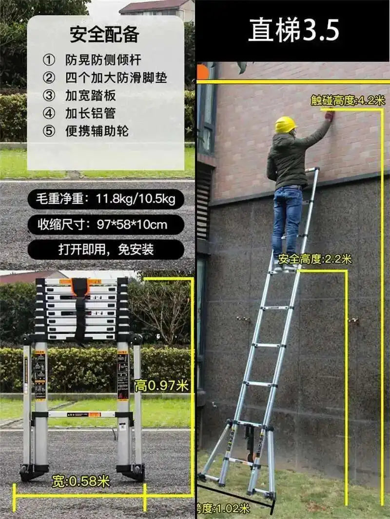 Aluminum Alloy Multifunction Telescopic Ladders Household Folding Herringbone Ladder Safety Engineering Ladders Lift Stairs