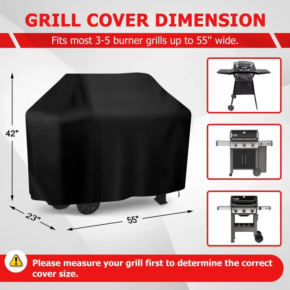 Waterproof Grill Cover, Outdoor BBQ Cover, Durable Anti-UV Gas Grill Protection, Multiple Sizes