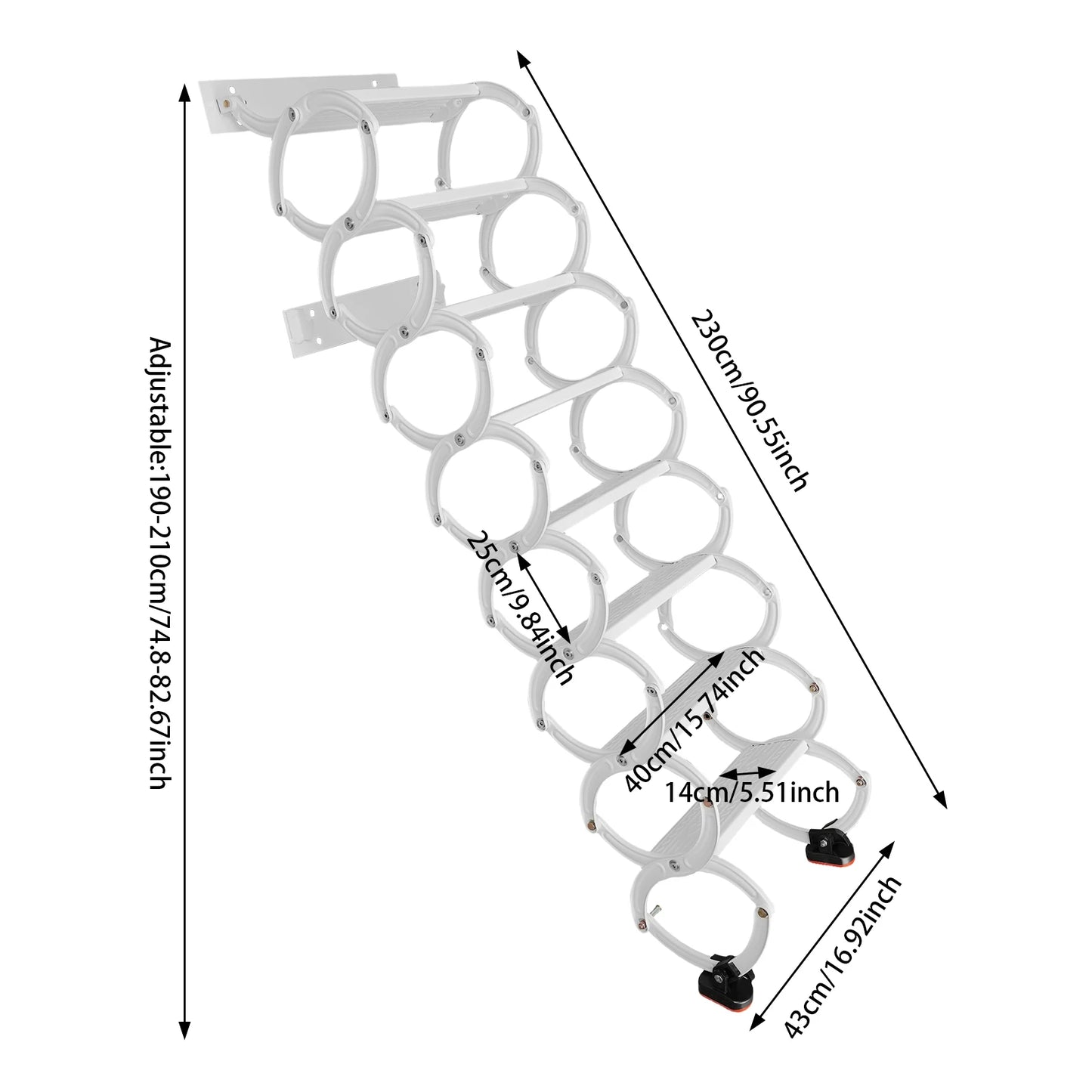 Wall Mounted Pull-Down Attic Ladder 6/7/8 Steps