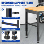 2000 lbs Adjustable Garage Workbench 48/61" L x 20" W Work Table with 28.3"-38.1" Height & Hardwood Top for Office Home