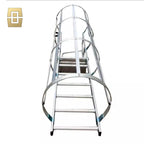 Outdoor Vertical Cage Ladders Steel Fiberglass FRP Material Angled Steel Cat Cage Step Ladder for Fire Escape Access