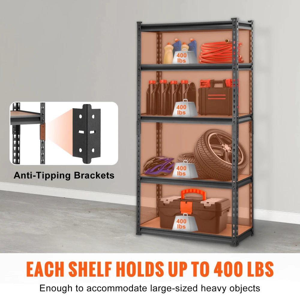 5-Tier Metal Storage Shelving 2000 lbs, 30x12x60"