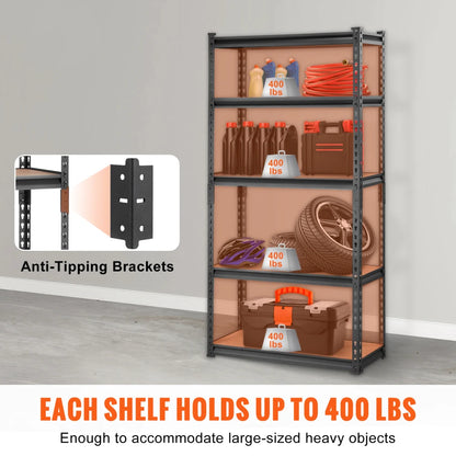 5-Tier Metal Storage Shelving 2000 lbs, 30x12x60"