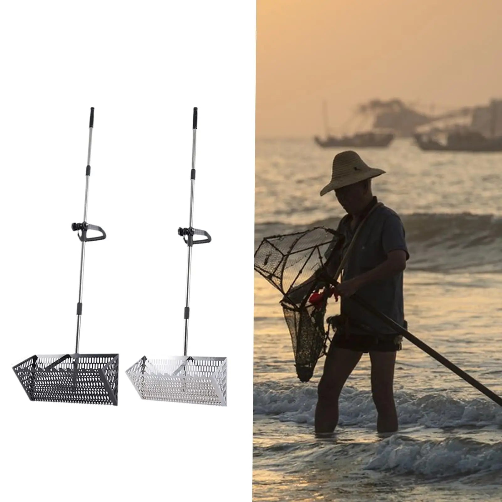 Sand Rake Premium Sifting Easy Cleanup Large Telescopic Handle Beach Sifter,Sifting Cat Litter Scooper Comfortable Handle