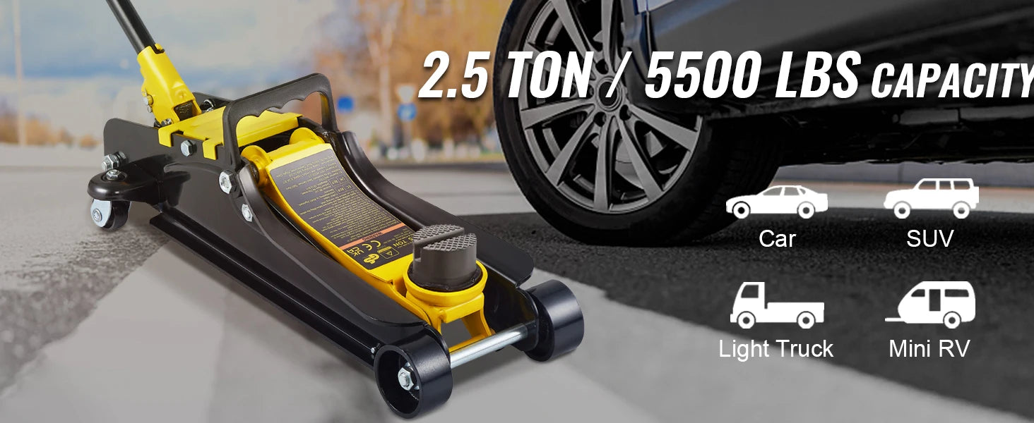 2.5T Floor Hydraulic Jack Pneumatic Low Profile Floor Jack Heavy-Duty Steel Racing Floor Jack with Piston Lift Pump