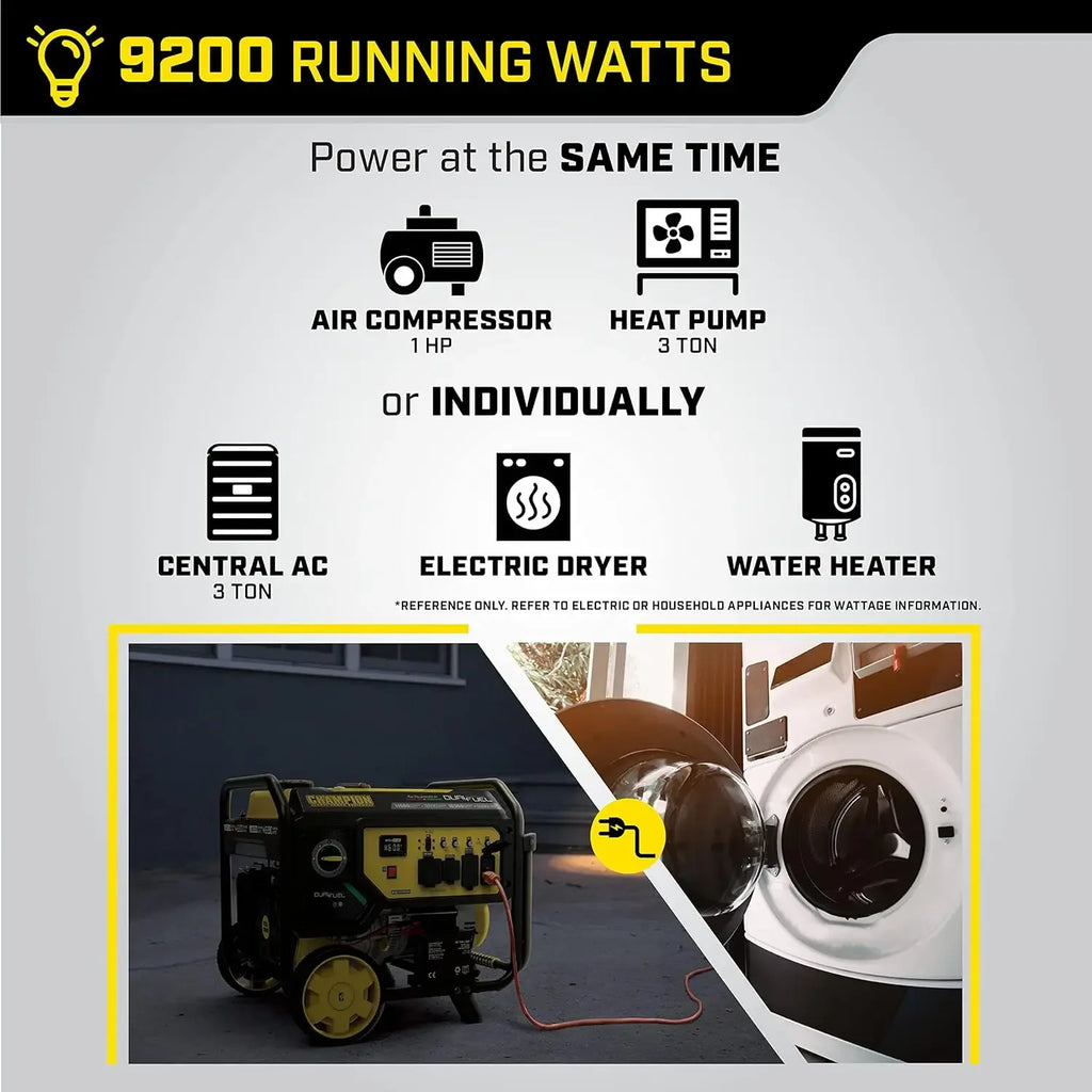 11,500-Watt Dual Fuel Portable Generator, Electric Start