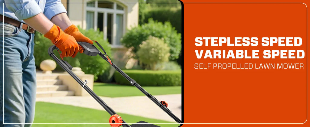 Self Propelled Lawn Mower Gas Powered 163cc 4-Cycle Engine Rear Wheel Drive Variable Speed 6 Height Adjustments