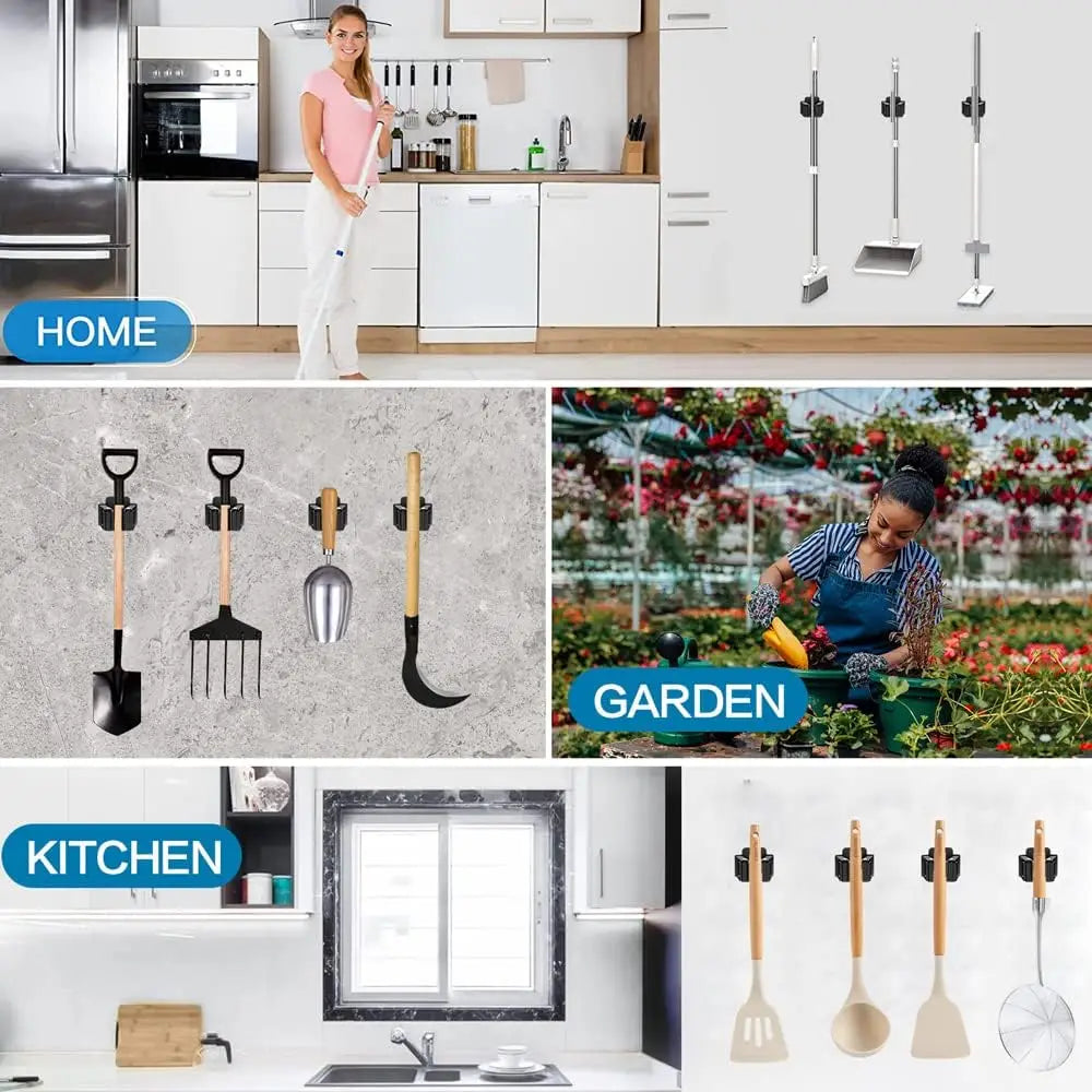 6-Pack Wall Mount Broom & Garden Tool Organizer