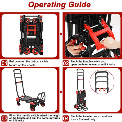 2-in-1 Folding Hand Truck with Basket, 330 lbs