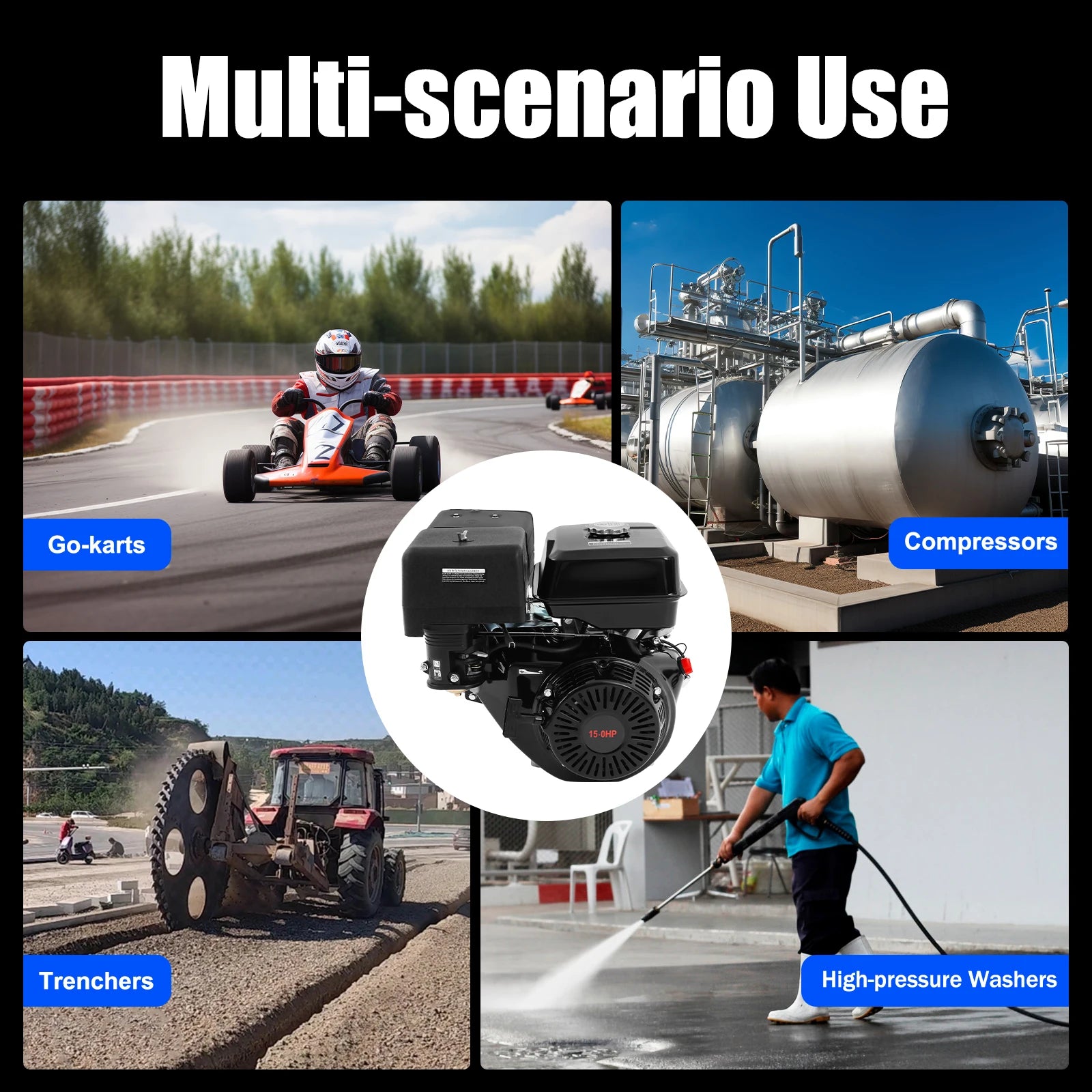 420CC 4-Stroke 15HP Gasoline Motor Engine Single Cylinder Motor Air Cooling System