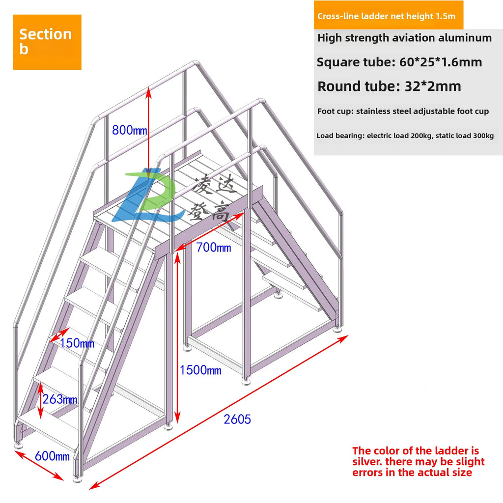 Aluminum alloy welded cross-line ladder Industrial climbing ladder Mobile cross-line ladder Disassembly and assembly