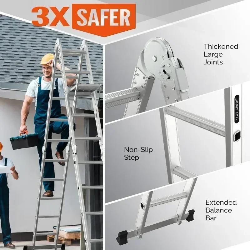 Folding Ladder Multi-Purpose Aluminium Extension 7 in 1 Step Heavy Duty Combination EN 131 Standard