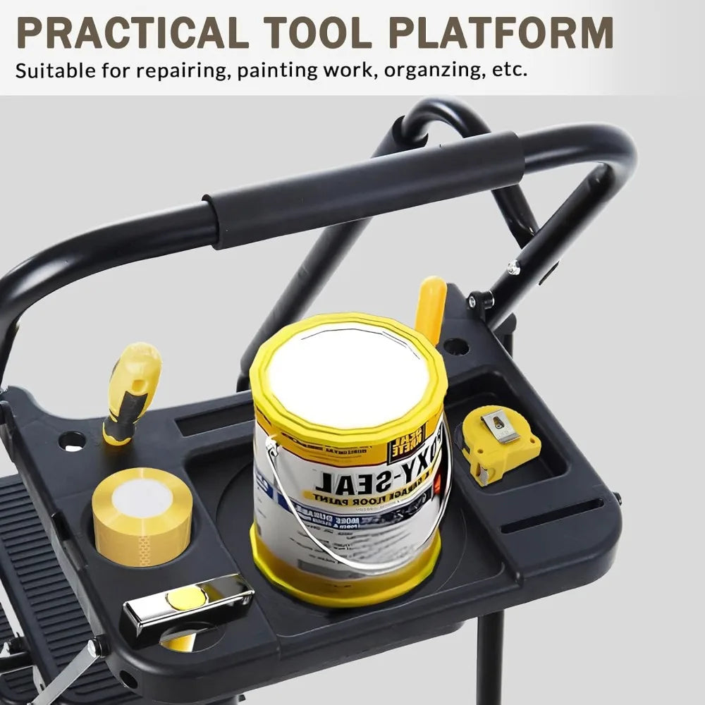 5 Step Folding Ladder with Handrails, 500 Lbs Capacity, Anti-Slip Pedals & Tool Platform for Home Kitchen Office