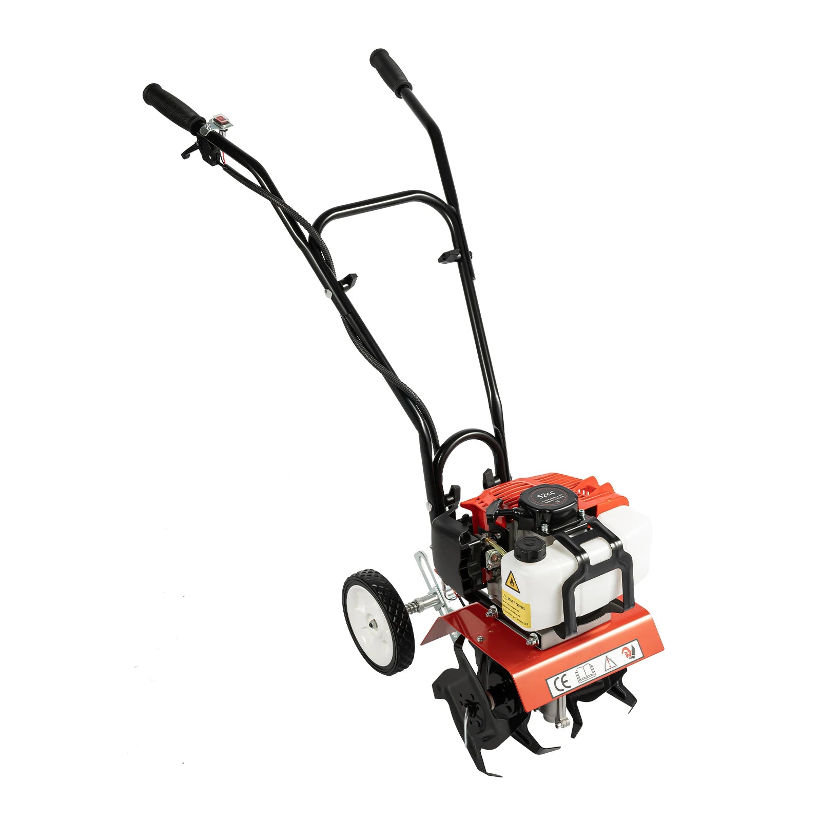 52CC 1700W Gasoline Garden Tiller Cordless 2-stroke Air-Cooled Cultivator Rotary for Trenching Loosening 12in/30cm Wide 12cm dp