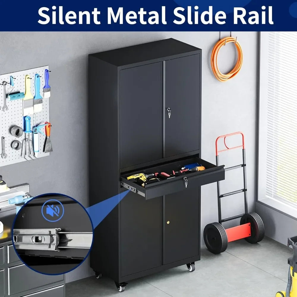 Rolling Garage Cabinet with Locking Doors & Drawer