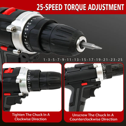 21V Cordless Drill Impact Driver with 2 Batteries