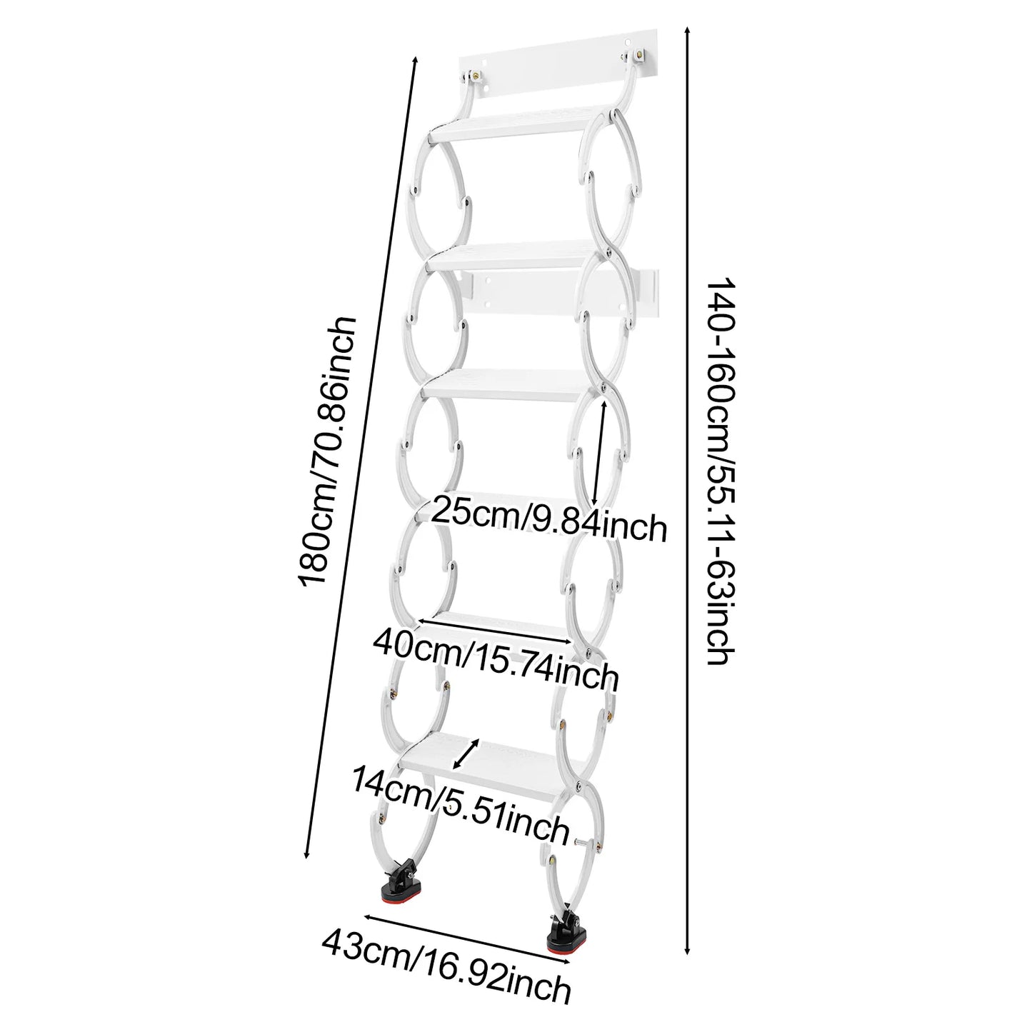 Wall Mounted Pull-Down Attic Ladder 6/7/8 Steps