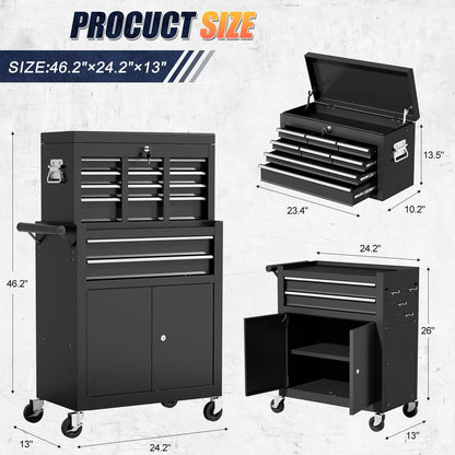 10-Drawer Rolling Tool Chest with Wheels - Garage Edition