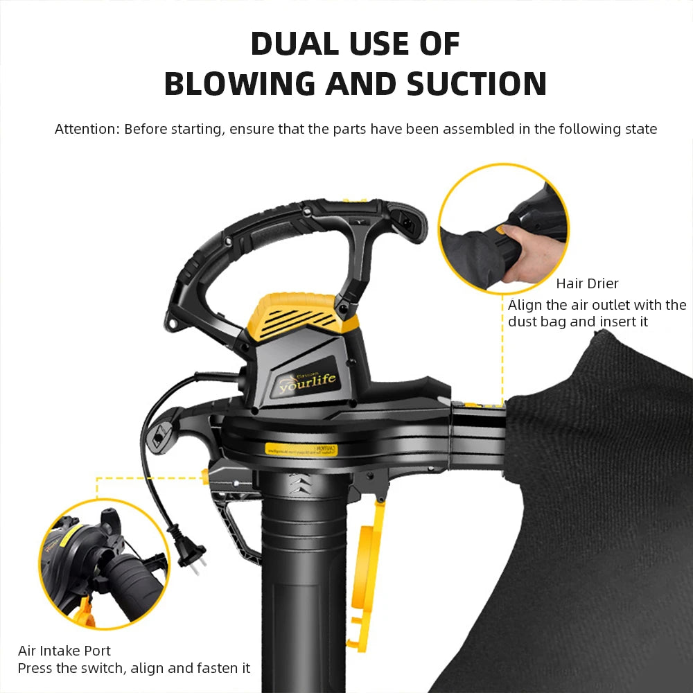 3800W High Power Yard Blower Leaf Sweeper Leaf Crusher Blower Outdoor Blower 230-240V Dusting Vacuum Machine